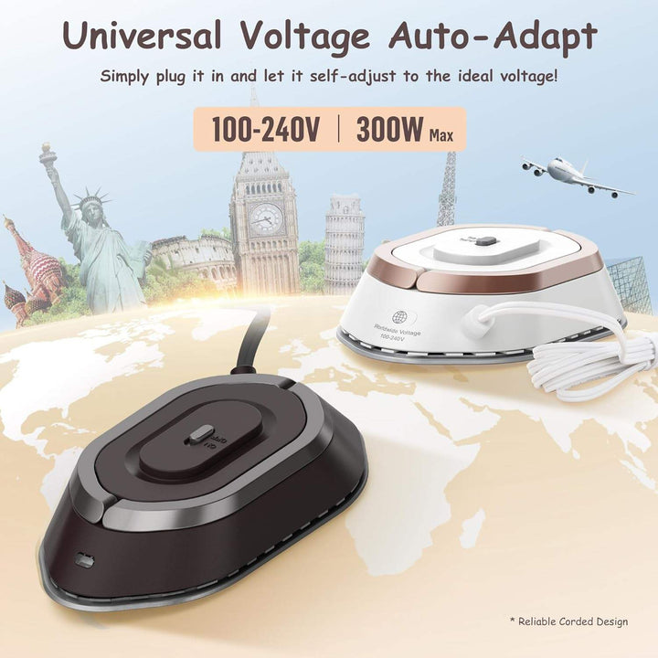 Compact Electric Iron with Foldable Handle and Rapid Heating for Travel