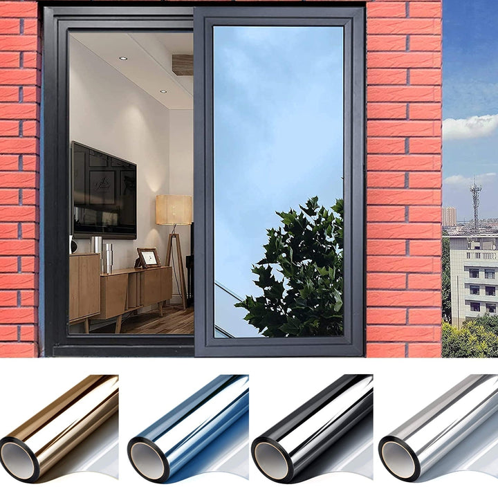 Static Cling Window Film with Mirror Effect and UV Ray Blocking for Daytime Privacy