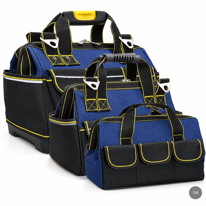 Heavy Duty Tool Bag with Wide Mouth and Waterproof Base