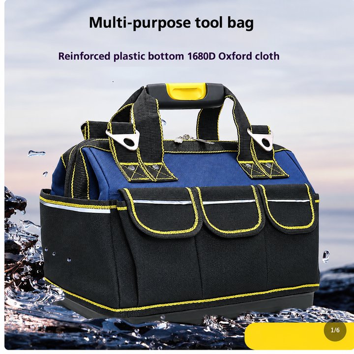 Heavy Duty Tool Bag with Wide Mouth and Waterproof Base