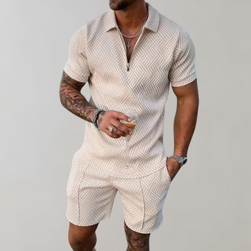 Mens Polo Shirt and Shorts Set with Moisture Wicking, Machine Washable