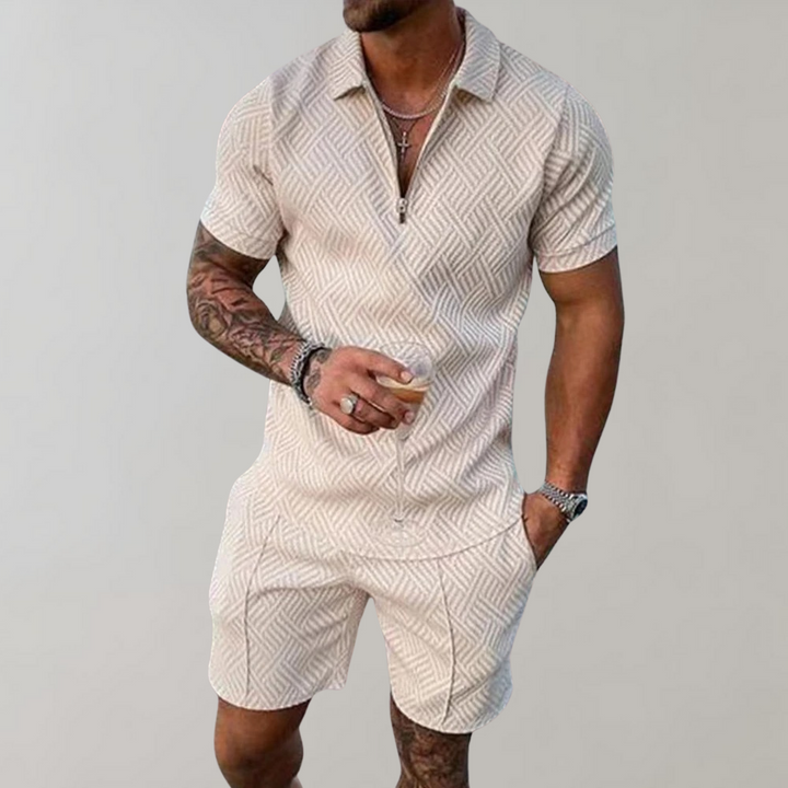 Mens Polo Shirt and Shorts Set with Moisture Wicking, Machine Washable