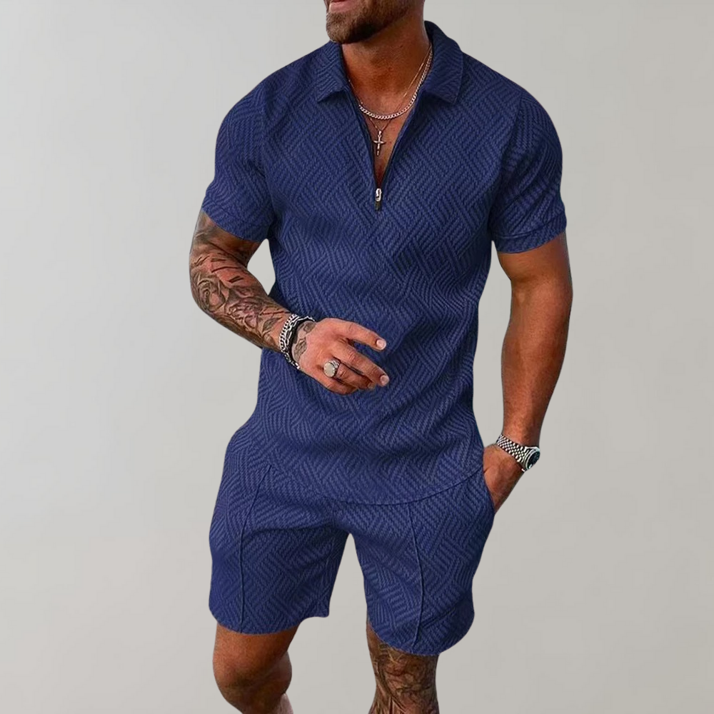 Mens Polo Shirt and Shorts Set with Moisture Wicking, Machine Washable