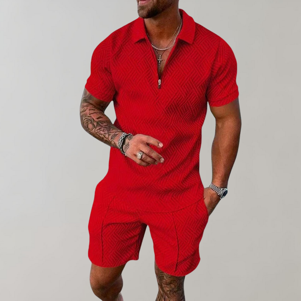 Mens Polo Shirt and Shorts Set with Moisture Wicking, Machine Washable