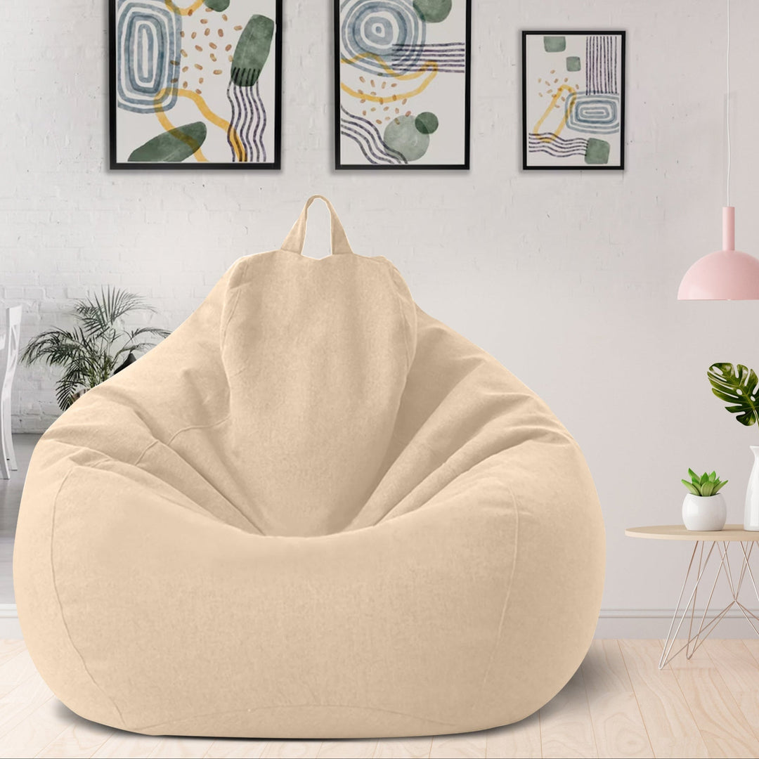Customizable Bean Bag Cover with Linen Polyester Blend and Washable Design