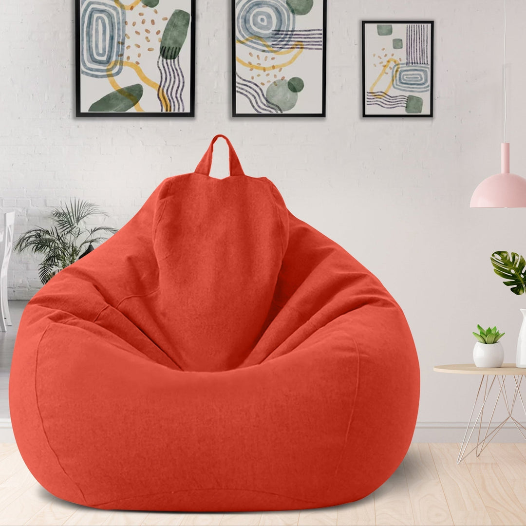 Customizable Bean Bag Cover with Linen Polyester Blend and Washable Design