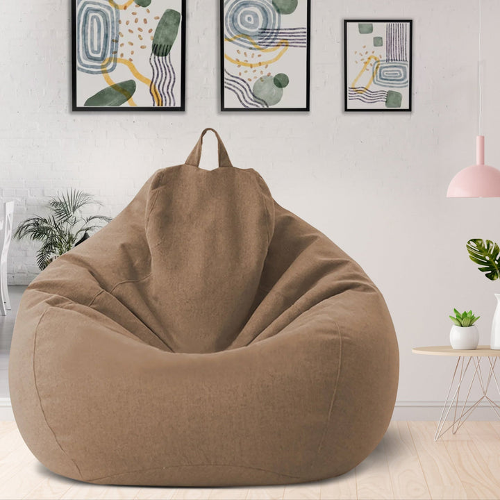 Customizable Bean Bag Cover with Linen Polyester Blend and Washable Design
