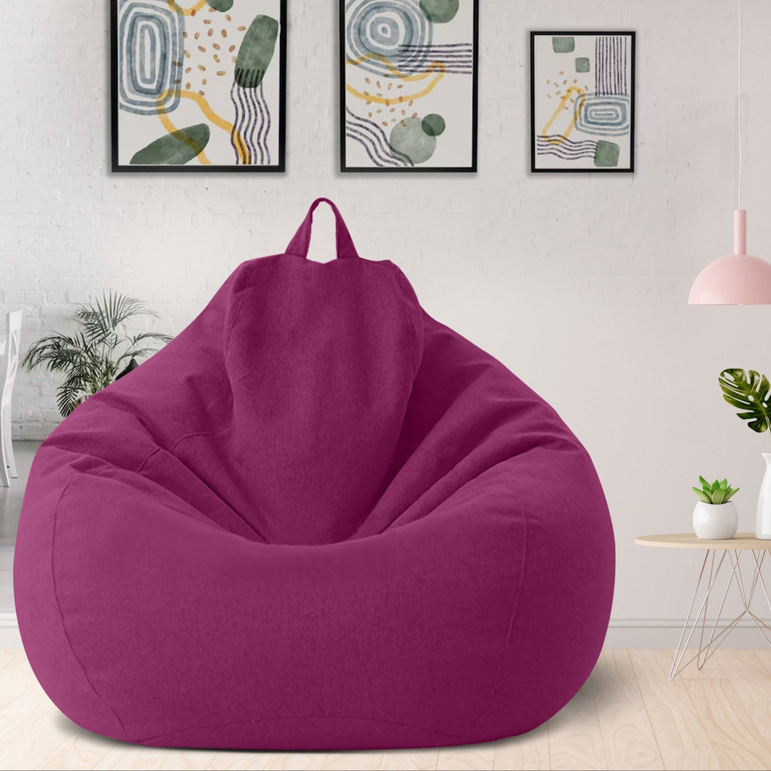 Customizable Bean Bag Cover with Linen Polyester Blend and Washable Design