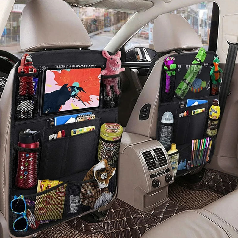 Backseat Protector with Waterproof Surface and Large Storage Pocket, Non-Slip Backing