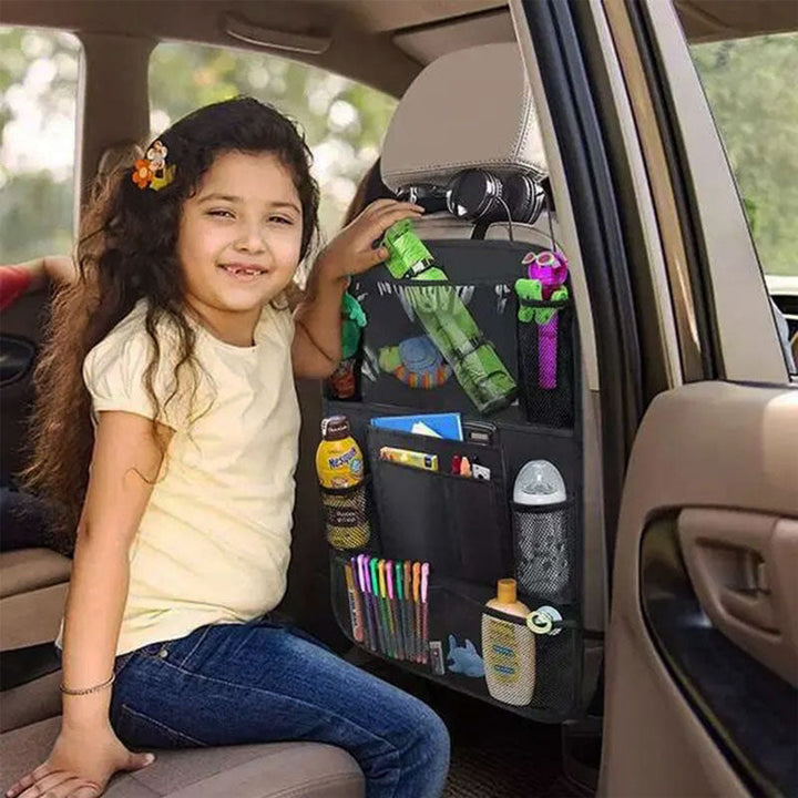 Backseat Protector with Waterproof Surface and Large Storage Pocket, Non-Slip Backing