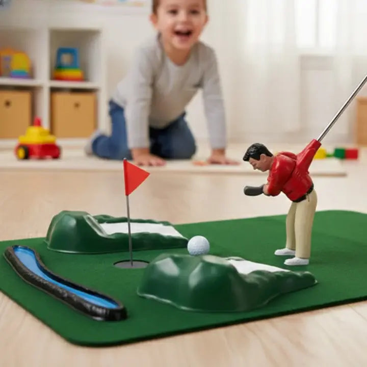Indoor Mini Golf Set with 6 Clubs and Adjustable Course, Multi-Player Ready
