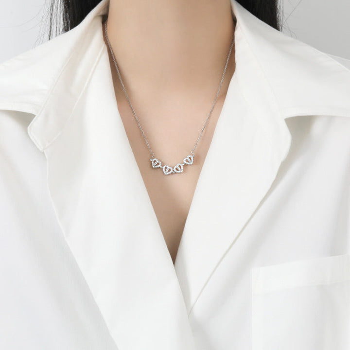 Four Heart Clover Pendant Necklace with Adjustable Chain and Gift Box