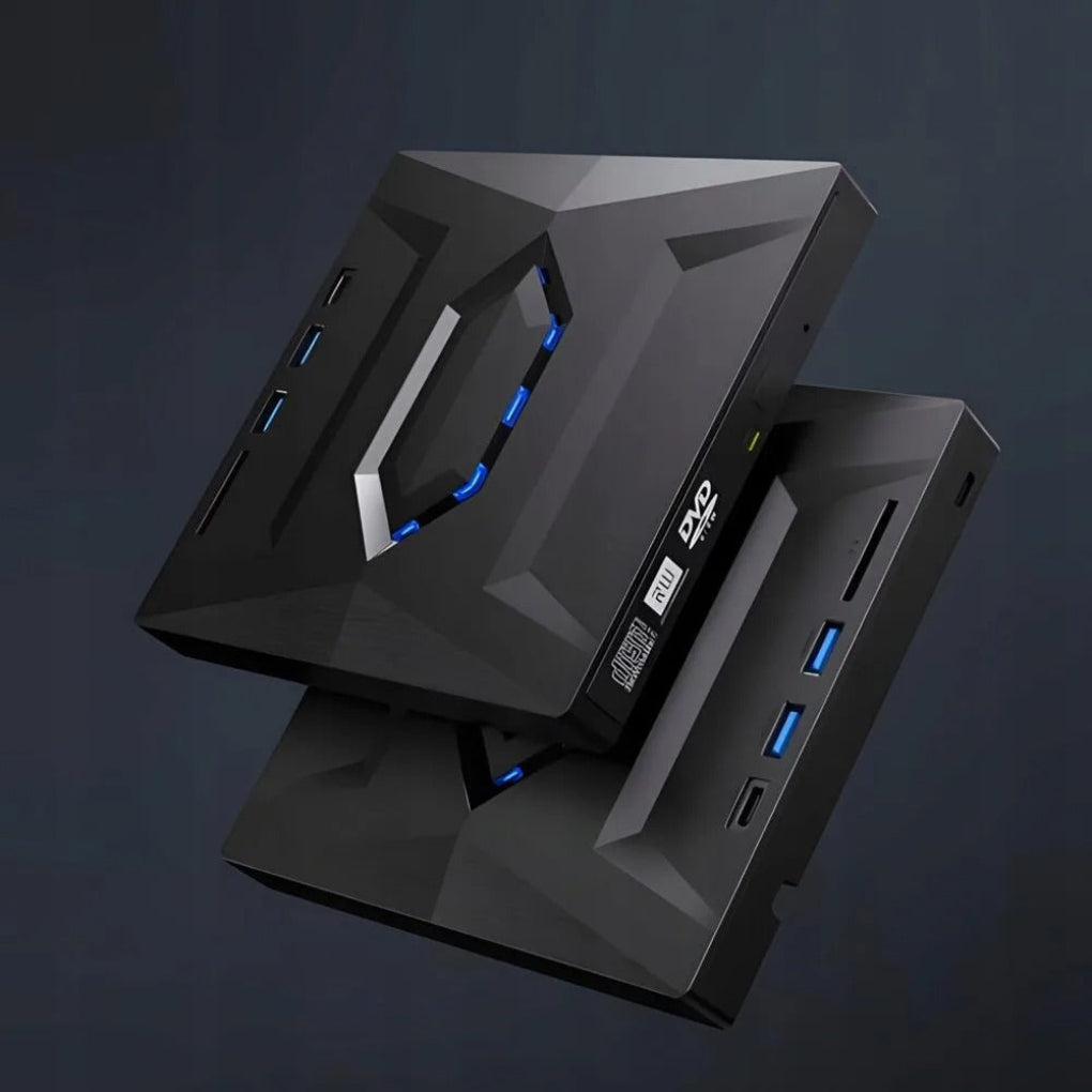 External DVD Drive with Memory Card Slot and Dual Port Connectivity, Plug and Play