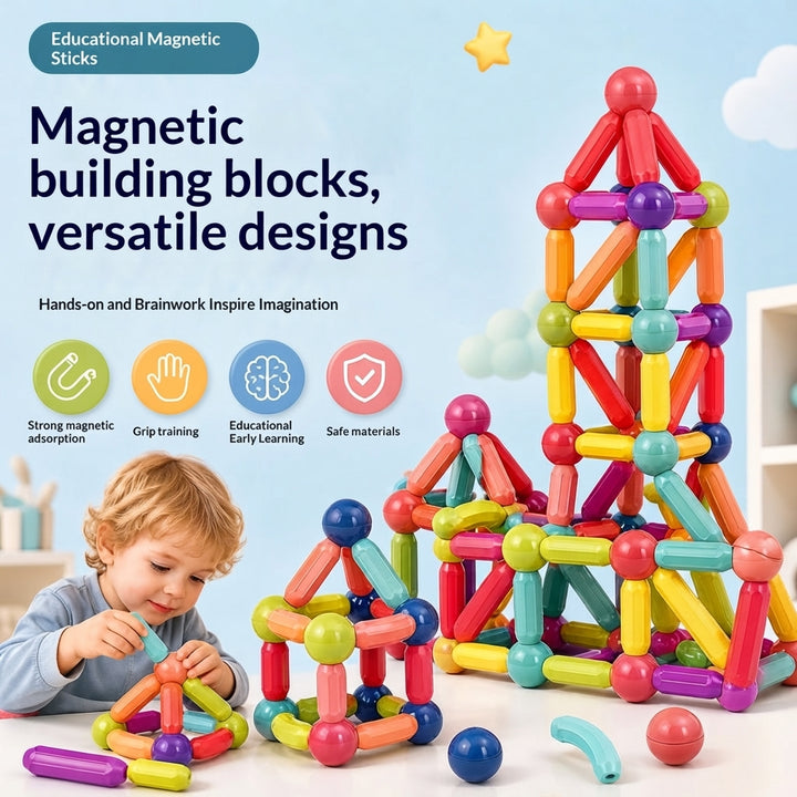 Kids Magnetic Building Blocks Sticks and Balls Montessori Toys