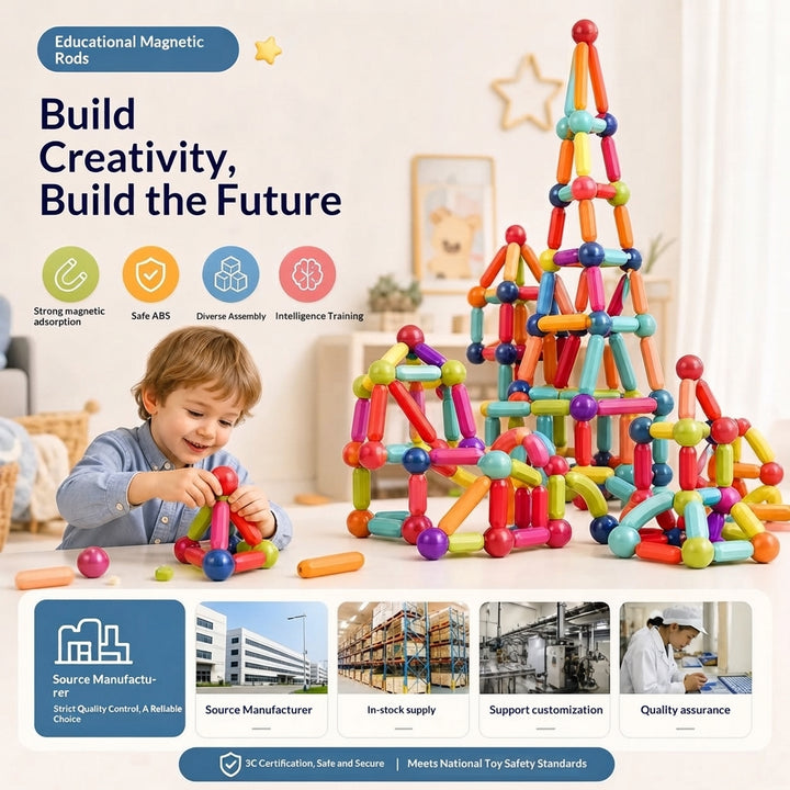 Kids Magnetic Building Blocks Sticks and Balls Montessori Toys