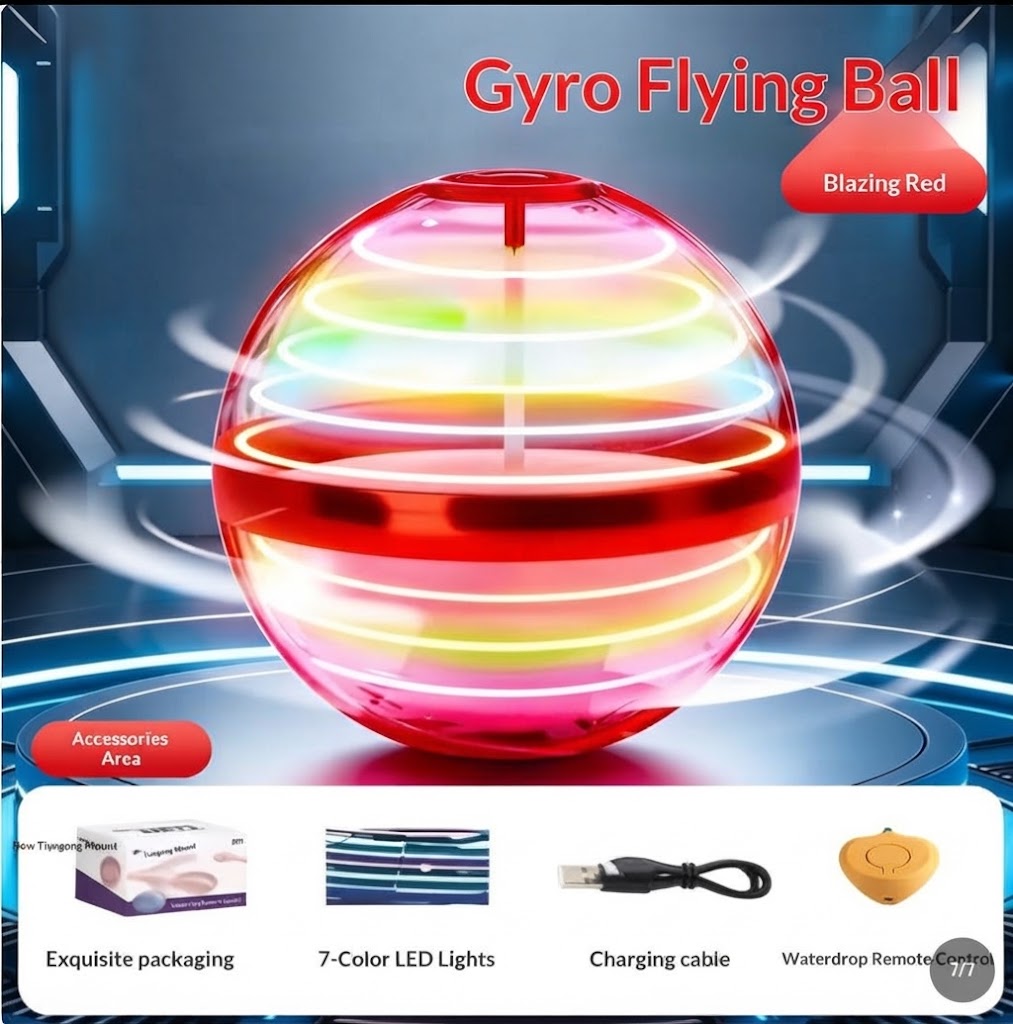 LED Flying Spinner Ball with Hand Control and 360° Rotation