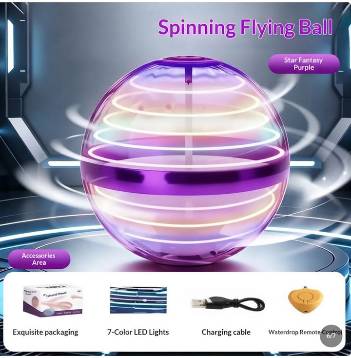 LED Flying Spinner Ball with Hand Control and 360° Rotation