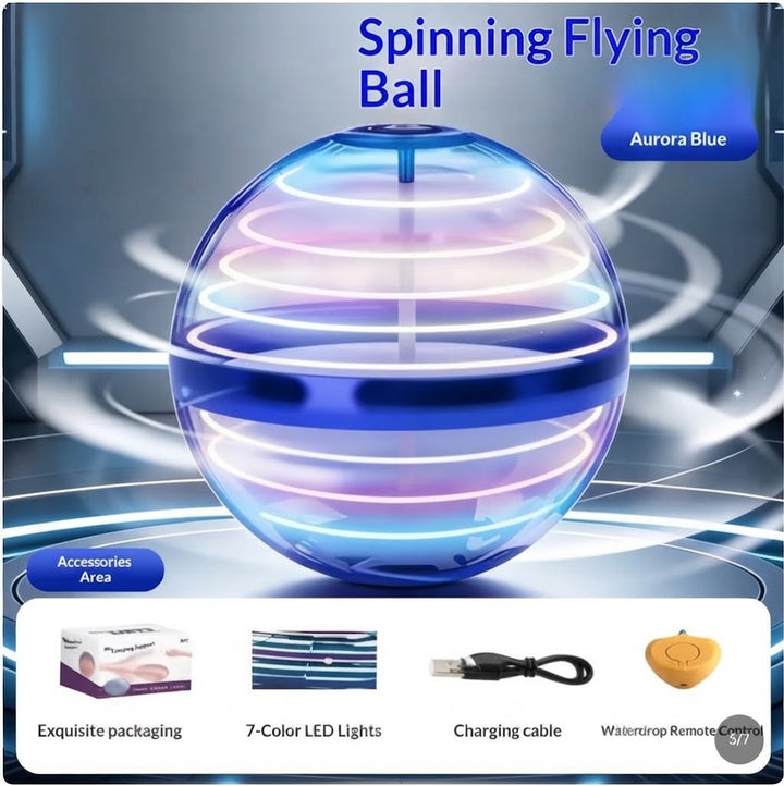 LED Flying Spinner Ball with Hand Control and 360° Rotation