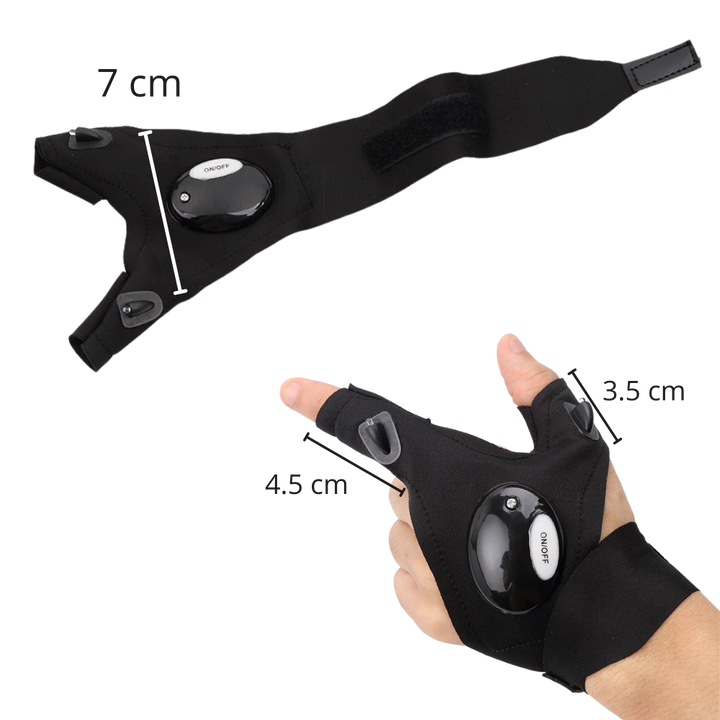 LED Work Gloves with Dual Finger Lights and Water Resistant Fabric