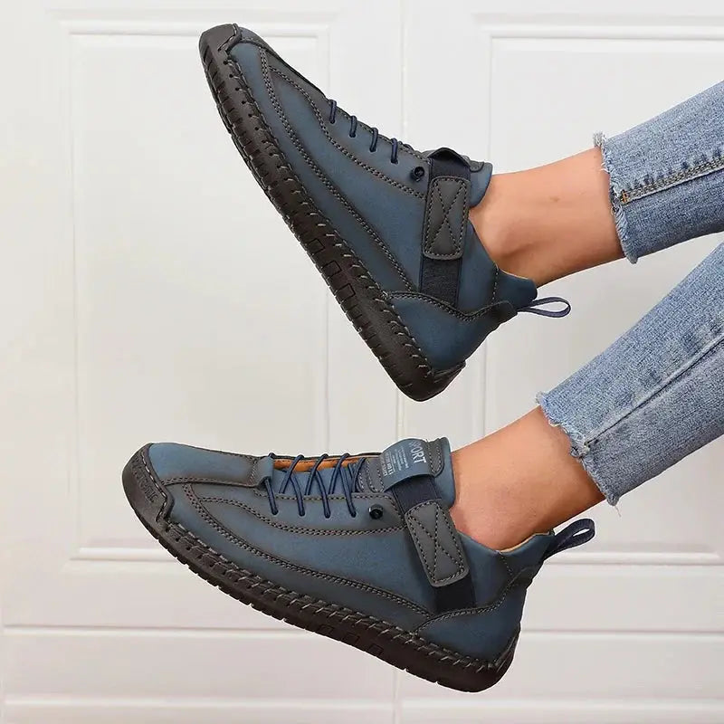 Slip-On Sneakers with Elastic Side Panels and Anti-Slip Sole, PU Leather Upper for Women