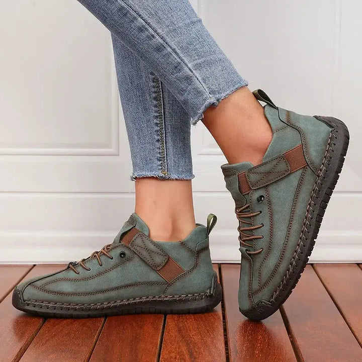 Slip-On Sneakers with Elastic Side Panels and Anti-Slip Sole, PU Leather Upper for Women
