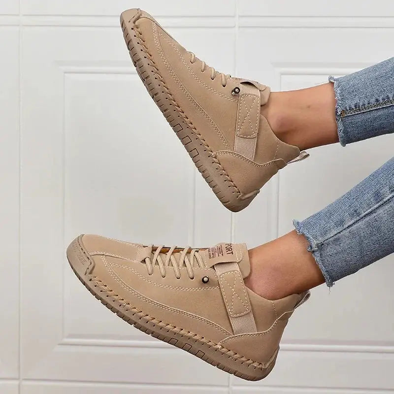 Slip-On Sneakers with Elastic Side Panels and Anti-Slip Sole, PU Leather Upper for Women