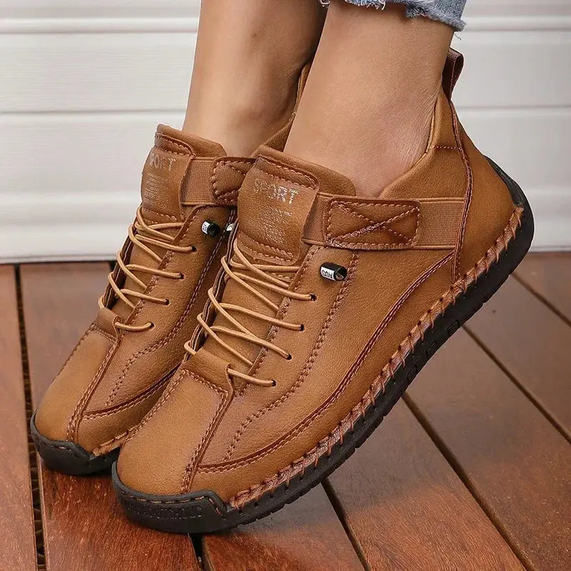 Slip-On Sneakers with Elastic Side Panels and Anti-Slip Sole, PU Leather Upper for Women