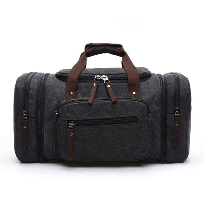 Canvas Duffel Bag with Expandable Panel and Laptop Compartment, Large Capacity for Travel