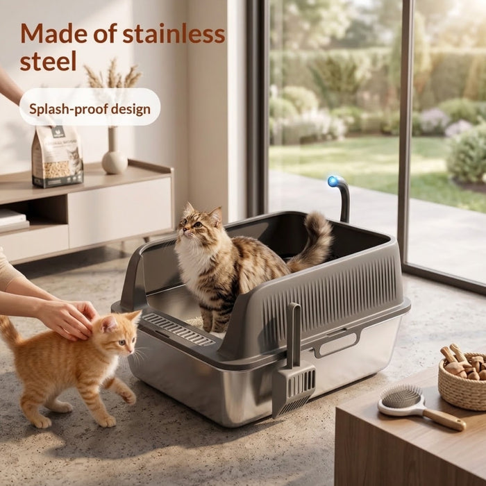 Large Enclosed Cat Litter Box with Flip Top Lid and Leak Prevention, 28-Liter Capacity
