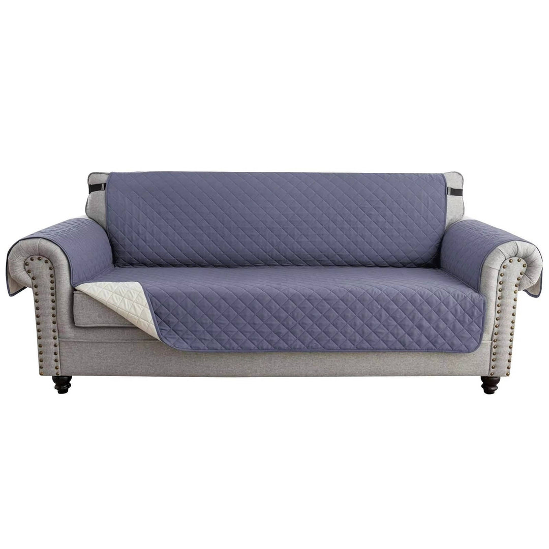Reversible Sofa Cover for 3 Cushion Couch, Water Resistant Pet Protector with Elastic Straps
