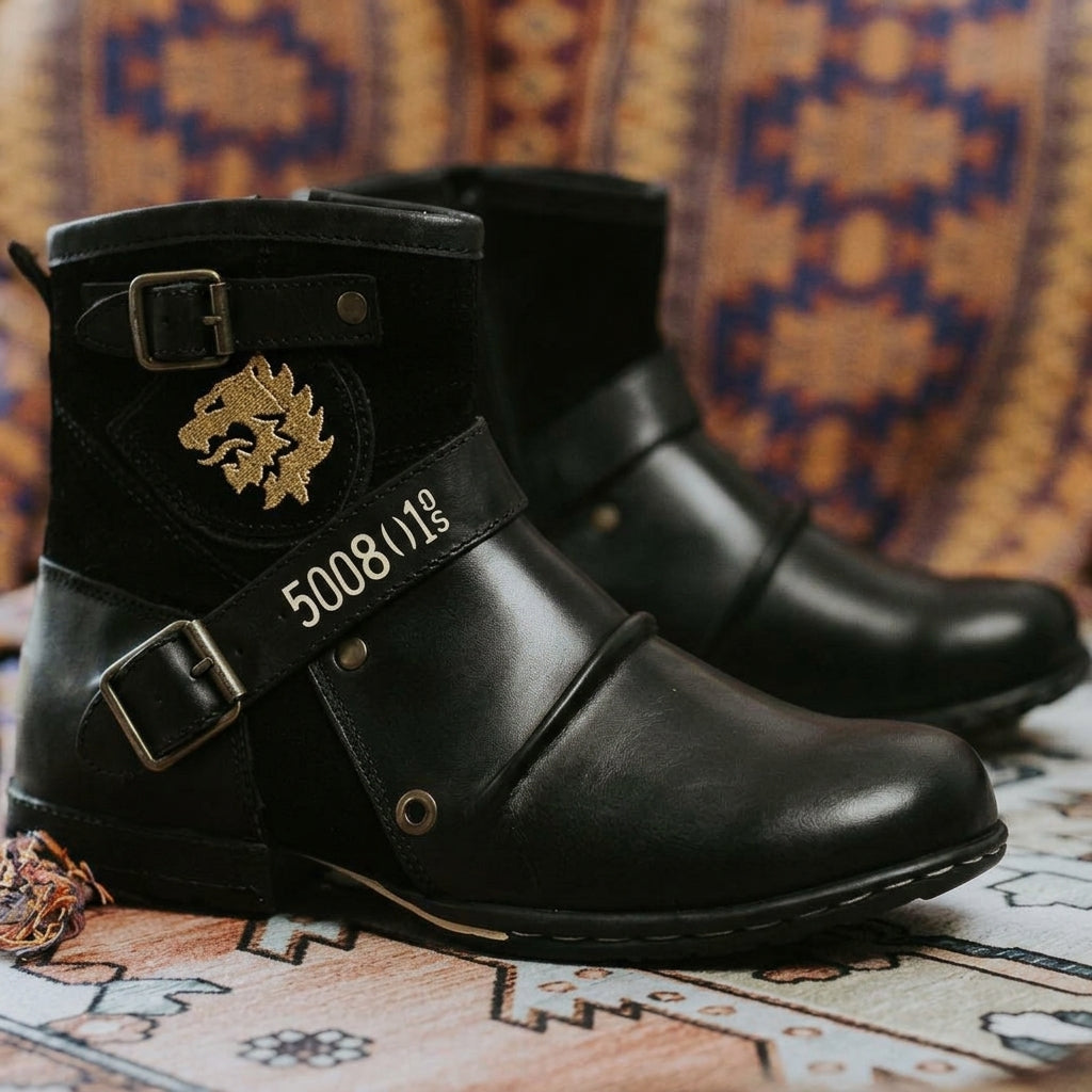 Masculine Heritage Buckle-Fastened Footwear and Mens Vintage Style Buckled Ankle Boots