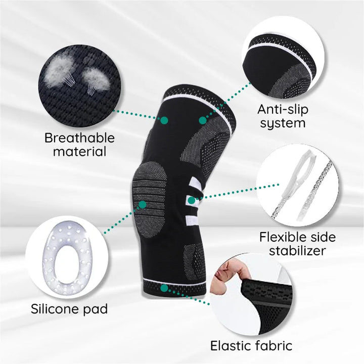 Knee Sleeve with Silicone Pad and Adjustable Straps, Low-Profile Breathable