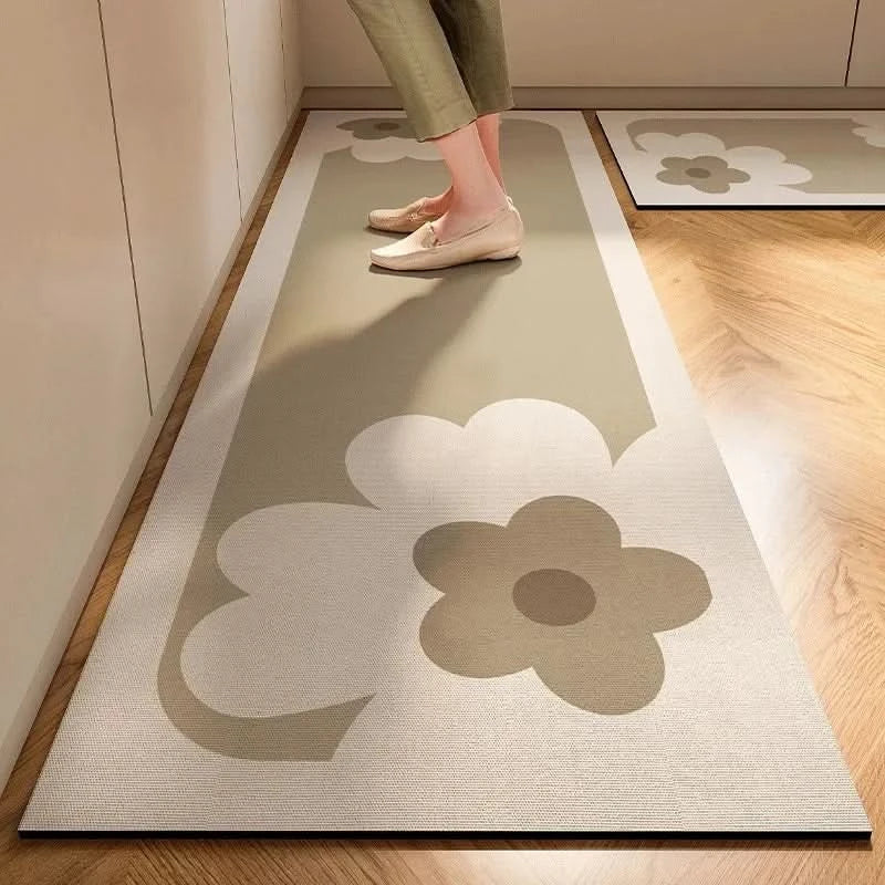 Cushioned Kitchen Floor Mat with Non-Slip Base and Mold Resistant Fabric