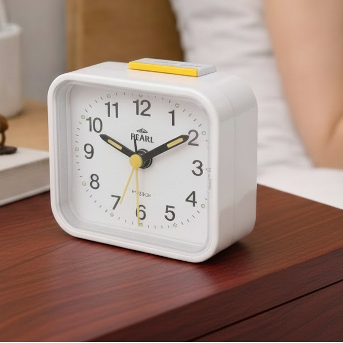 Analog Bedside Alarm Clock with Silent Movement and Night Light, Snooze Function