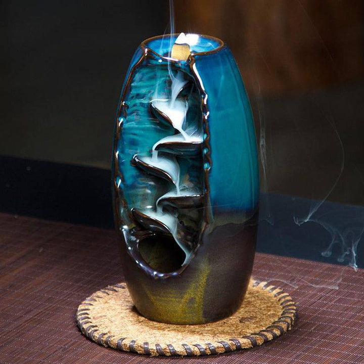 Ceramic Incense Waterfall Burner with Backflow Smoke Effect
