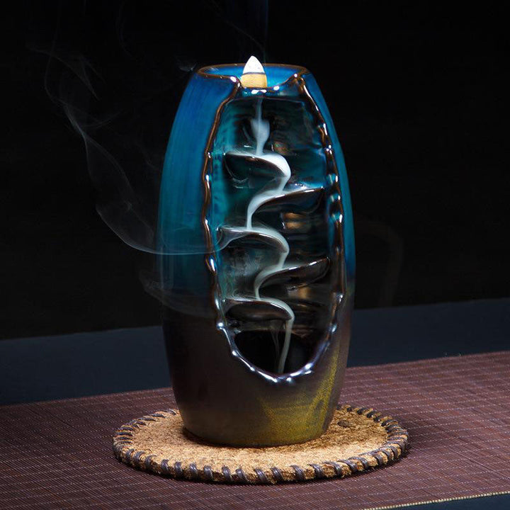 Ceramic Incense Waterfall Burner with Backflow Smoke Effect