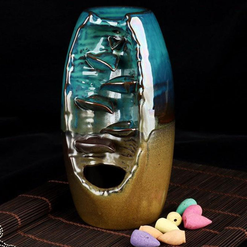 Ceramic Incense Waterfall Burner with Backflow Smoke Effect
