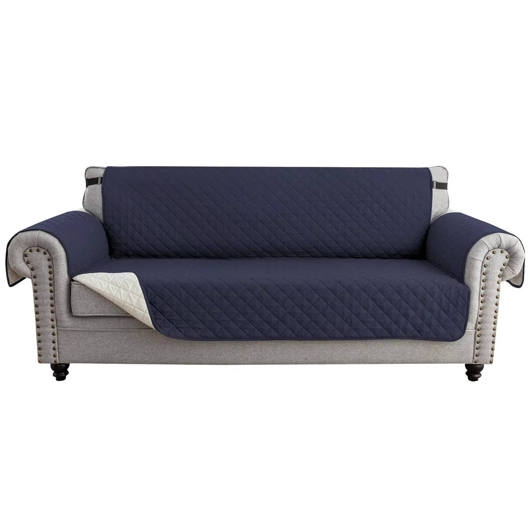 Reversible Sofa Cover for 3 Cushion Couch, Water Resistant Pet Protector with Elastic Straps