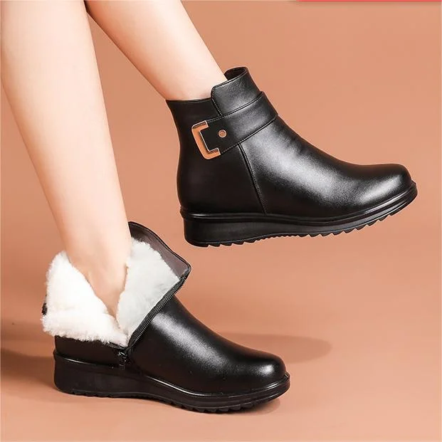Womens Winter Boots with Plush Faux-Fur Lining and Non-Slip Polyurethane Sole, Roomy Toe
