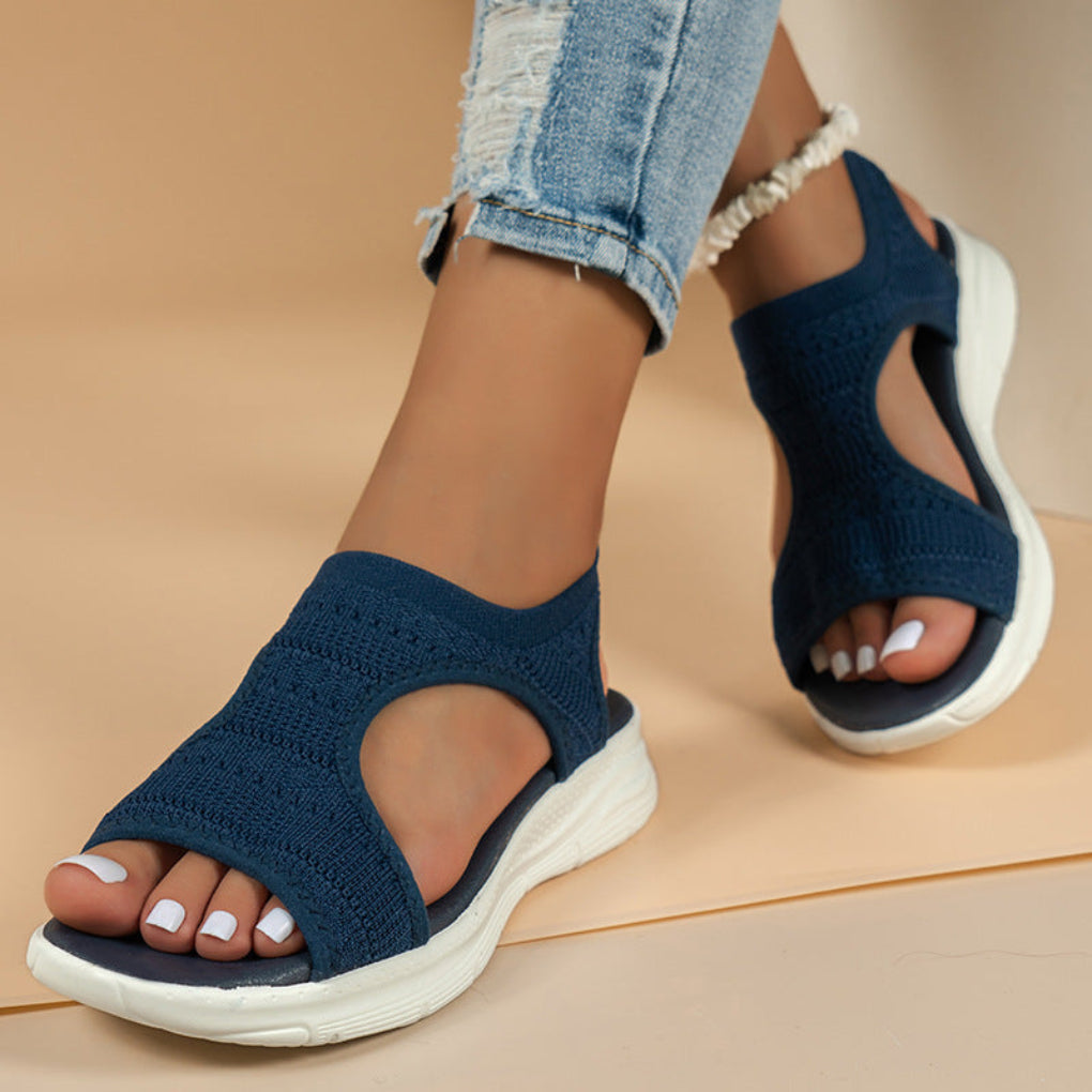 Cushioned Sport Sandals with Breathable Knit Upper and Ergonomic Arch Support, Slip-On