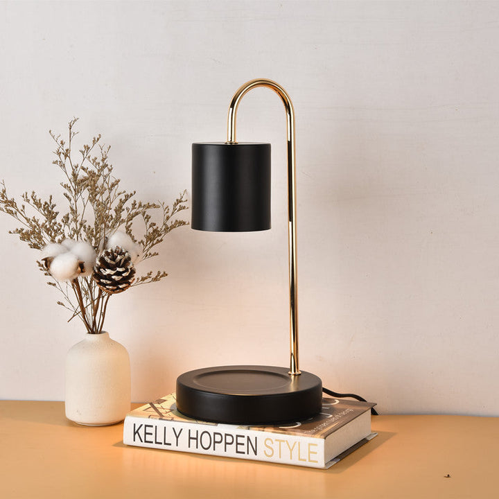 Curved Metal Table Lamp with Focused Arch and Concentrated Beam for Reading