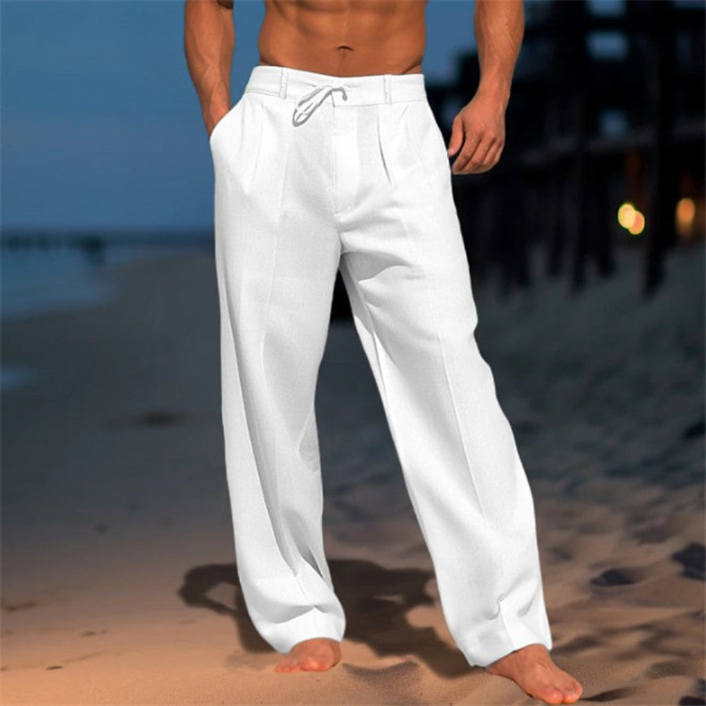 Breathable Broadcloth Trousers with Drawstring Waist and Relaxed Fit