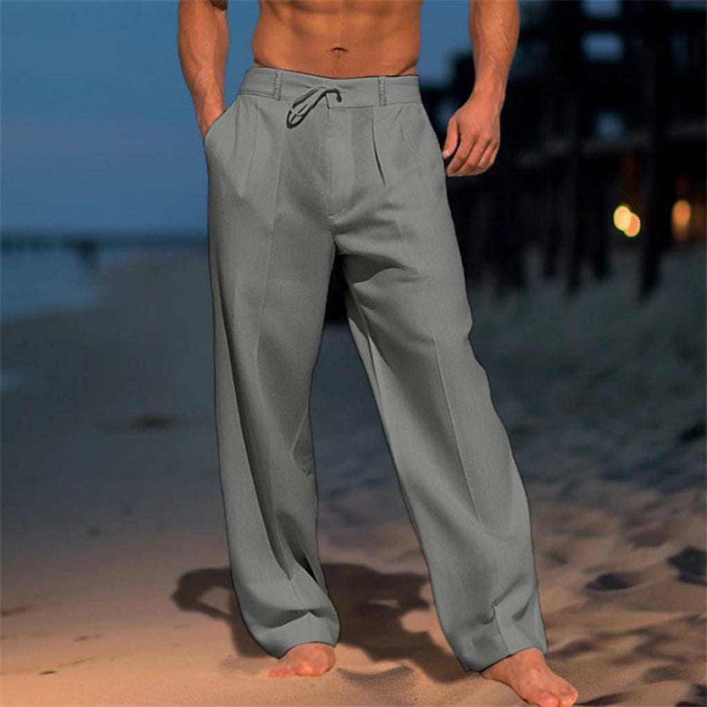 Breathable Broadcloth Trousers with Drawstring Waist and Relaxed Fit