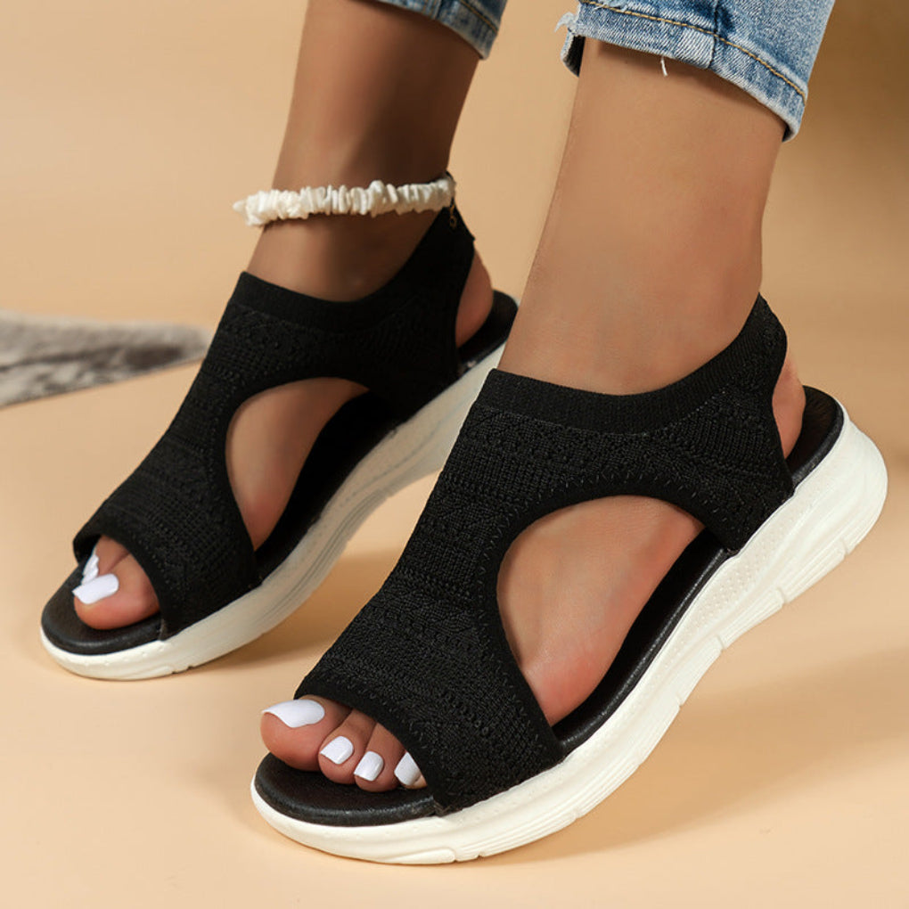 Cushioned Sport Sandals with Breathable Knit Upper and Ergonomic Arch Support, Slip-On