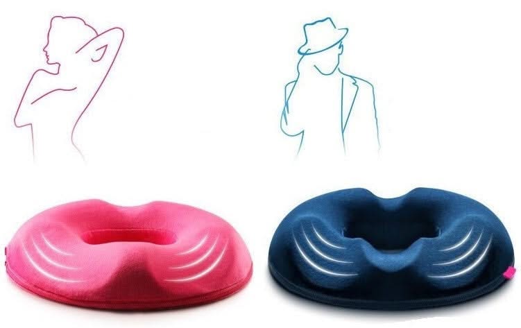 Donut Cushion with Memory Foam Core and Non Slip Bottom, Machine Washable Cover