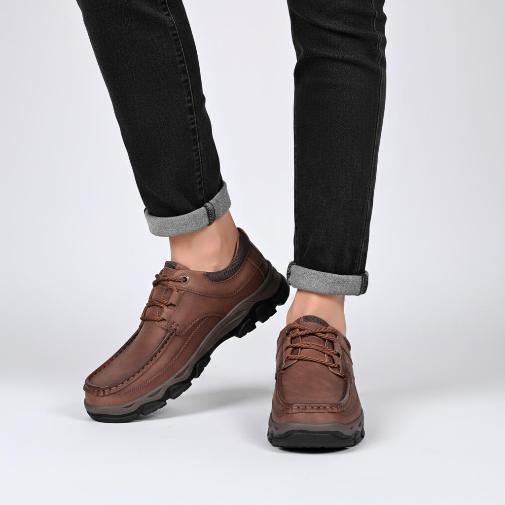 Orthopaedic Comfort Shoes for Men with Vegan Leather and Cushioned Insole, Non-Slip Rubber Sole