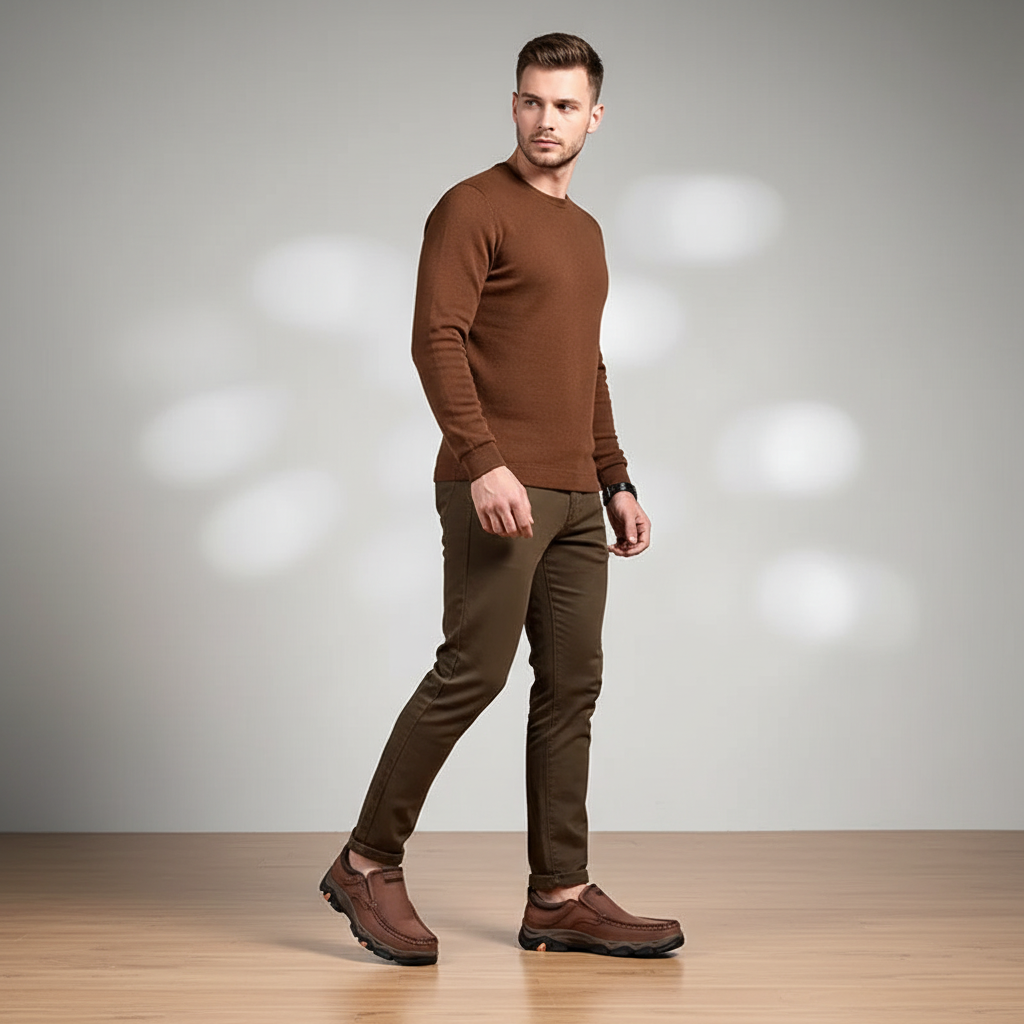 Orthopaedic Comfort Shoes for Men with Vegan Leather and Cushioned Insole, Non-Slip Rubber Sole
