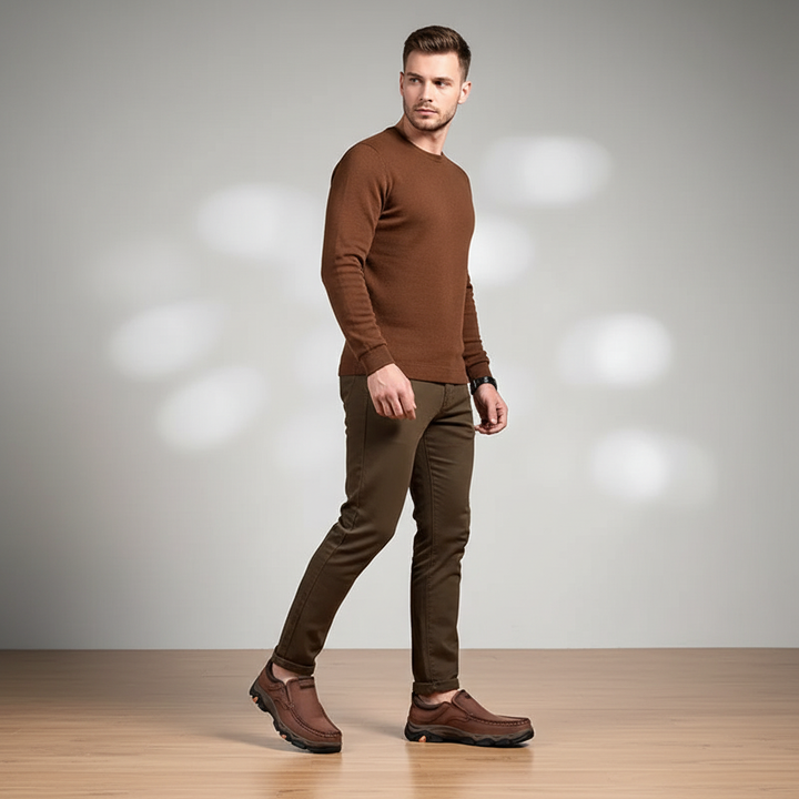 Orthopaedic Comfort Shoes for Men with Vegan Leather and Cushioned Insole, Non-Slip Rubber Sole