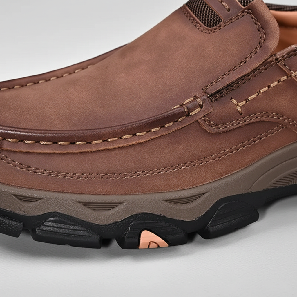 Orthopaedic Comfort Shoes for Men with Vegan Leather and Cushioned Insole, Non-Slip Rubber Sole