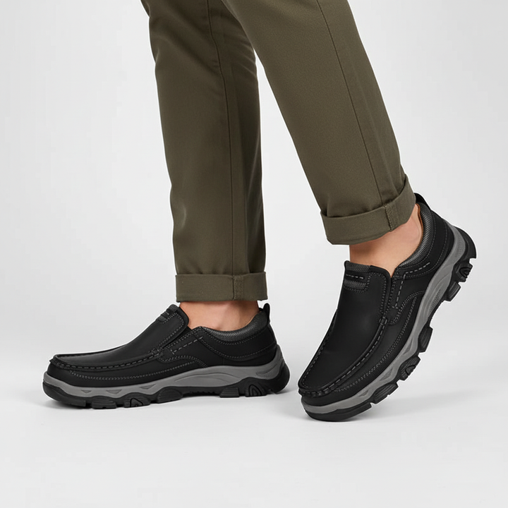 Orthopaedic Comfort Shoes for Men with Vegan Leather and Cushioned Insole, Non-Slip Rubber Sole